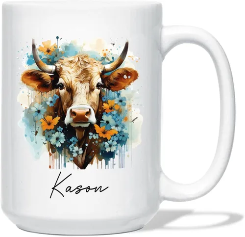 Vista 29 de Taza de café de oso – Regalo personalizado para amantes, taza de té de animales salvajes con flores, regalo de cerámica personalizado para amantes