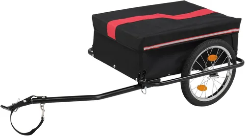 Vista 4 de Remolque de bicicleta plegable para bicicleta con cubierta desmontable, rueda de liberación rápida, marco de acero antioxidante y enganche universal