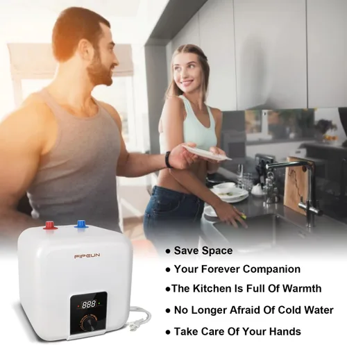 Vista 6 de Tanque pequeño de 110V/115v/120V 1400-1500W para debajo del fregadero, calentador de agua de 2.5 galones con almacenamiento en caliente, mini
