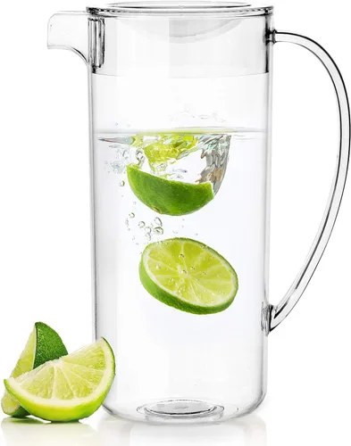 Vista 5 de Youngever Jarra de plástico de 2 cuartos con tapa, jarra de plástico transparente ideal para té helado, sangría, limonada (con infusor)