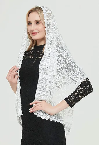 Vista 11 de Bufanda de encaje floral vintage de pestañas capilla velo mantilla infinito latino masa S04