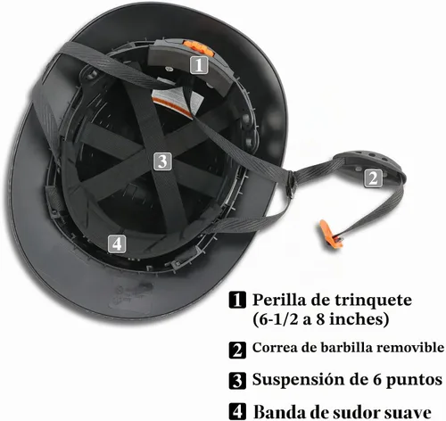 Vista 3 de Casco duro de ala completa, casco de seguridad aprobado por la OSHA, Cascos De Construcción, casco duro de construcción ventilada, trinquete