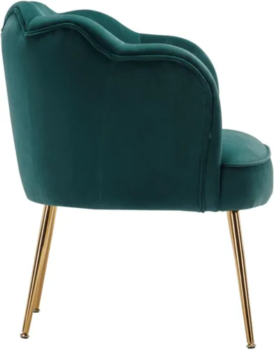Vista 6 de Silla decorativa de terciopelo moderna con patas de metal, acogedora y suave, tapizada, para sala de estar, dormitorio (verde oscuro)