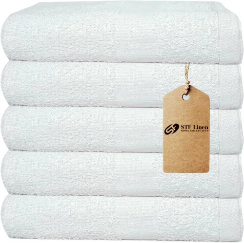 Vista 2 de Paquete de 24 toallas de baño de algodón blancas de 22 x 44 pulgadas, ligeras, de secado rápido, de grado comercial