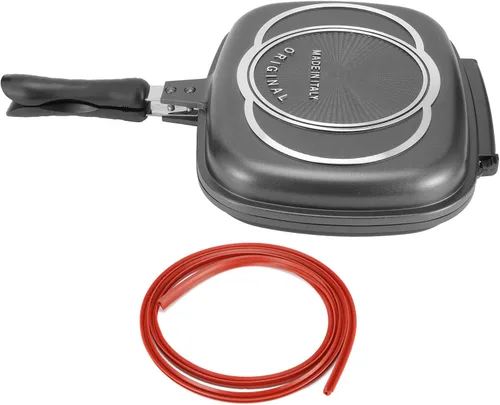 Vista 7 de flexman Sartén doble de 12.6 x 10.2 x 2.6 pulgadas, sartén de aluminio con anillo de sellado, bloqueo magnético de 4000 Gauss para cocción