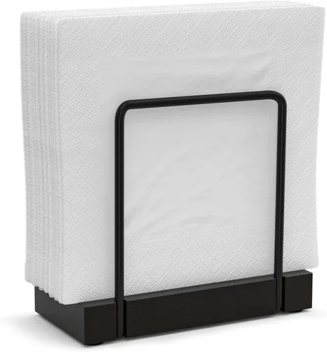 Vista 27 de Servilletero para mesa, dispensador de servilletas de hierro de acacia para cocina, mesa de comedor, granja, cóctel, picnic, soportes de madera
