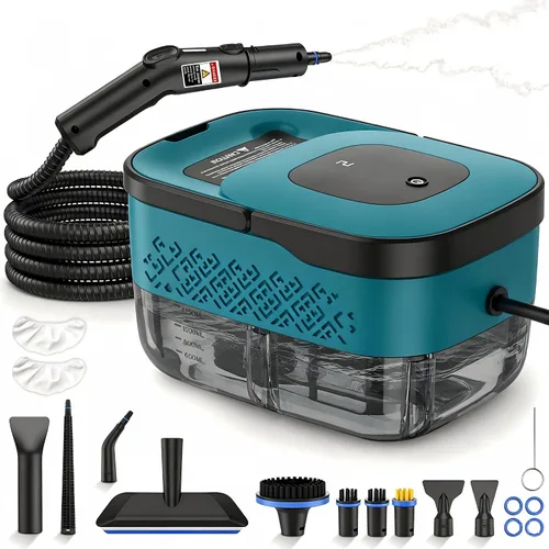 Vista 9 de Limpiador a vapor con mango de 3 niveles para limpiar el hogar y el Azul y negro
