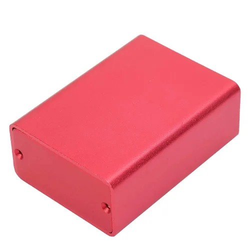 Vista 6 de Caja de circuito, caja de refrigeración de aluminio para instrumentos de bricolaje, caja de recinto de proyectos electrónicos, color rojo esmerilado