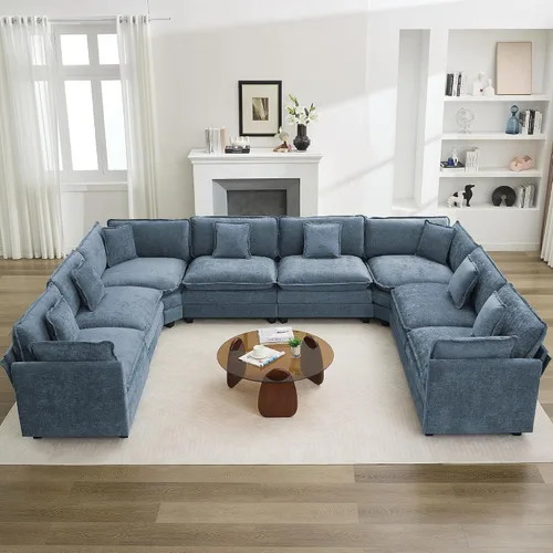 Vista 115 de Sofá modular en forma de nube de 113 pulgadas, sofás de asiento profundo de gran tamaño para sala de estar, sofá modular tapizado de chenilla