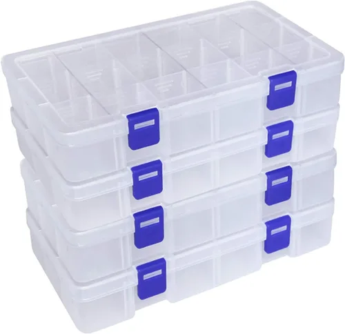 Vista 10 de DUOFIRE Caja organizadora de plástico con contenedor de almacenamiento, divisor ajustable, compartimento de cuadrícula extraíble para cuentas