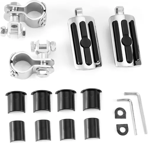 Vista 6 de Estriberas de carretera para motocicleta de 1 a 1 1/3 pulgadas con protector de motor, reposapiés de carretera para Harley Indian Yamaha Honda