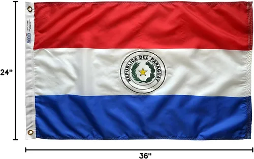 Vista 5 de Annin Flagmakers Bandera de Paraguay fabricada en Estados Unidos según las especificaciones oficiales de diseño de las Naciones Unidas, 2 x 3 pies