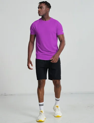 Vista 6 de Camisetas de entrenamiento para hombre, ajuste seco, camiseta deportiva atlética que absorbe la humedad, camisetas ligeras de manga corta