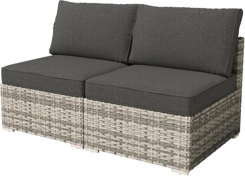 Vista 54 de HOOOWOOO Patio Sectional Furniture Set,2 Piece Couch Set with 2 Matching Armless Chairs(Beige)