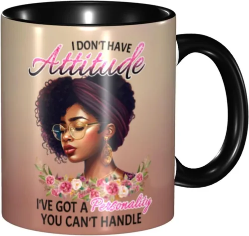 Vista 34 de Taza de café, taza de té para mujeres y niñas, taza de diseño único, perfecta para regalos, mujeres afroamericanas afro