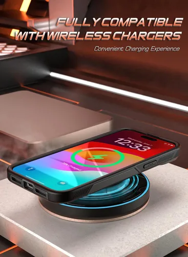 Vista 4 de Poetic Neon Series - Funda compatible con iPhone 15, doble capa, resistente, resistente, ligera, delgada, a prueba de golpes, protección contra Negro