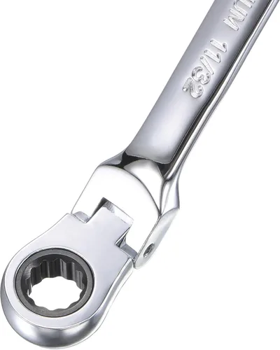 Vista 4 de uxcell Llave combinada de trinquete de cabeza flexible de 11/32 pulgadas SAE 72 dientes 12 puntos de trinquete de caja terminada herramientas