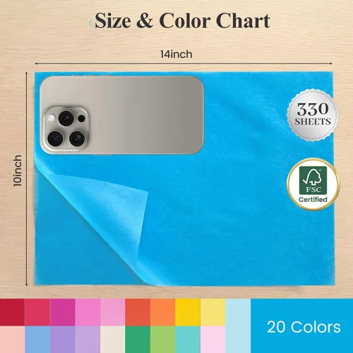 Vista 2 de Koogel 330 hojas de papel de seda, papel de seda multicolor de 14 x 10 pulgadas para bolsas de regalo, vacaciones, cumpleaños, manualidades