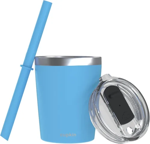 Vista 30 de CUPKIN - Taza apilable de acero inoxidable para niños, taza para batidos, tazas aisladas con recubrimiento en polvo, tapa libre de BPA y pajilla