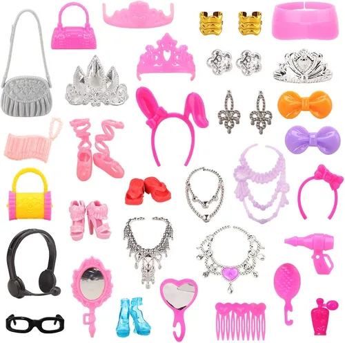 Vista 2 de 40 bolsas de accesorios para muñecas, collar de corona, peine para muñeca