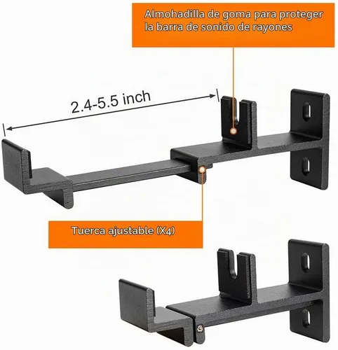 Vista 4 de Barra de sonido ajustable para montaje en pared, soporte universal de barra de sonido para montaje debajo del televisor, compatible con SONOS Negro