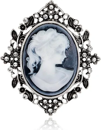 Vista 6 de LUREME Vintage Elegante Dama Victoriana Belleza Cameo con Broche de Cristal Pin (br000017)