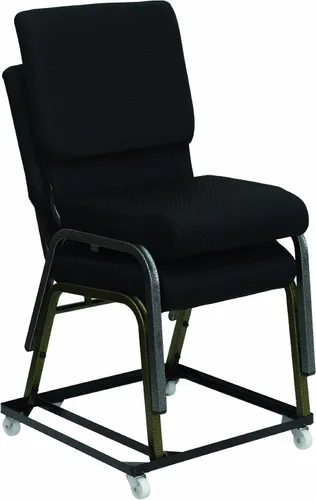 Vista 3 de Flash Furniture Hercules Series Silla apilable de acero y silla de iglesia Dolly