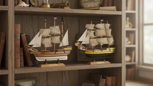 Vista 5 de Conjunto de 2 paquetes de modelos de barcos de madera de SAILINGSTORY, modelo de barco de vela para decoración Mayflower, Victory, 24.1 cm
