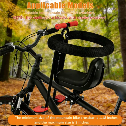 Vista 5 de Brobear Asiento delantero de bicicleta para niños, silla de bicicleta para niños, asiento para niños que acompaña el crecimiento de los niños