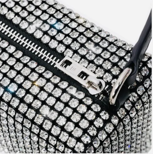 Vista 4 de Bolsos cruzados con purpurina para mujer, mini bolso de fiesta, plateado