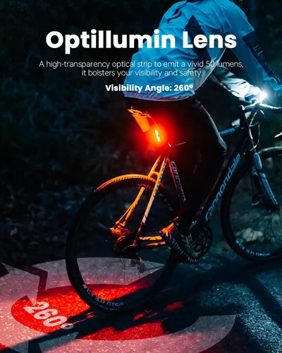 Vista 4 de Magicshine Luz trasera para bicicleta SEEMEE 50 V2.0 USB C recargable, 50 lúmenes, IPX6 impermeable, seguridad de ciclismo FTR
