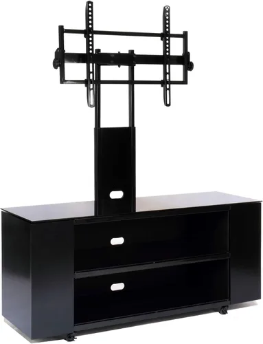 Vista 2 de TransDeco Soporte de TV con soporte para CD/DVD para televisores de hasta 90 pulgadas, color negro TD987B