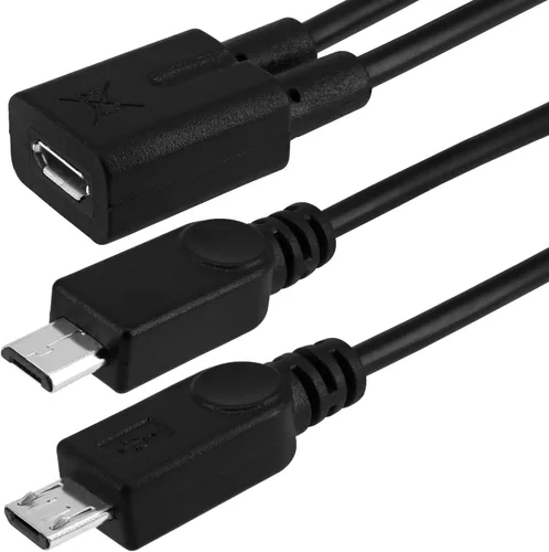 Vista 5 de Cable divisor micro USB, micro USB 1 hembra a 2 machos, cable de carga de extensión divisor en Y para Galaxy S5 i9600 S4 I9500 Note2