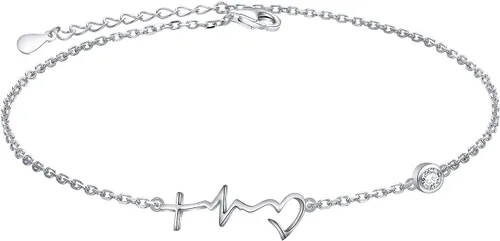 Vista 12 de DAOCHONG Tobillera para mujer de plata de ley S925 ajustable con cadena de pie y tobilleras