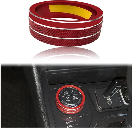 Vista 7 de Cubierta de botón de la perilla del interruptor de control de la consola central 4WD, compatible con Jeep Renegade Cherokee Compass SUV Interior 4WD