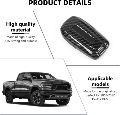 Vista 3 de RAZPOY Funda para llavero RAM, cubierta de control remoto de fibra de carbono, protector de llave inteligente, funda de carcasa para Dodge RAM 1500