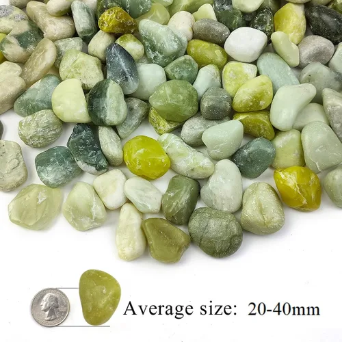Vista 2 de Piedras de jade de 2 libras para plantas de interior, piedras pulidas naturales de 0.7 a 1.2 pulgadas, rocas decorativas de río para suculentas