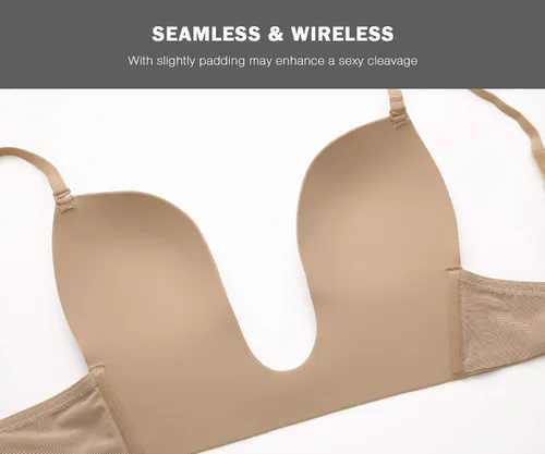 Vista 5 de HANSCA Sujetador sexy con escote en U profundo para mujer, multisentido, convertible, push up, halter y espalda baja