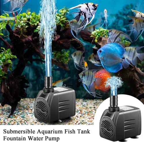 Vista 6 de Bomba sumergible, bomba de fuente pequeña con tubo, bomba de agua sumergible para acuario, pecera, interior o exterior, fuente de estanque 25W 400gph
