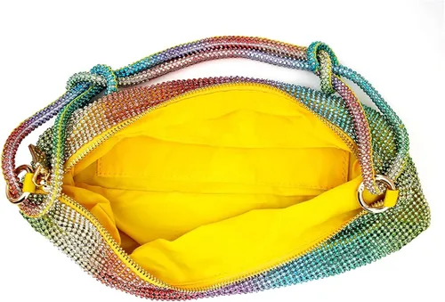 Vista 5 de rosyclo Bolso brillante con diamantes de imitación para mujer, bolsos de noche para boda, graduación, fiesta, club, bolsos