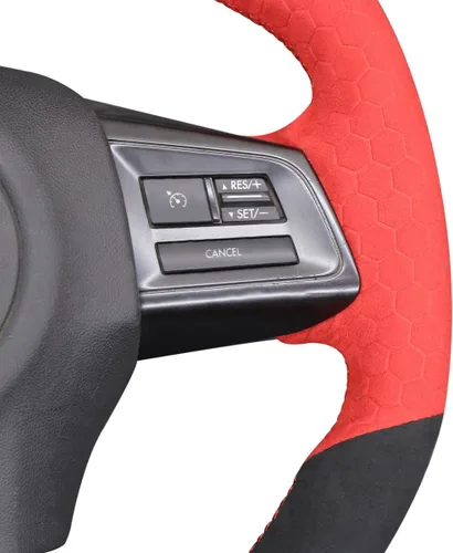 Vista 2 de MEWANT Funda de volante de automóvil transpirable cosida a mano para Subaru WRX 2015-2021 / WRX STI 2015-2021, accesorios para volante Subaru WRX