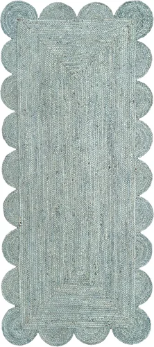 Vista 9 de Alfombra de Área de Yute Festoneada Alfombra de Yute Boho Alfombra Costera Festoneada, Gris Pardo Oscuro 2'x3' Gris topo oscuro