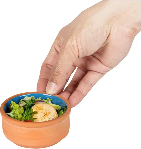 Vista 15 de Restaurantware-Terra Tek Cazuelas de Terracota de 2.7 Onzas, 2 Ollas de Arcilla Esmaltada Azul Para Cocinar - Listas para Horno, Aptas