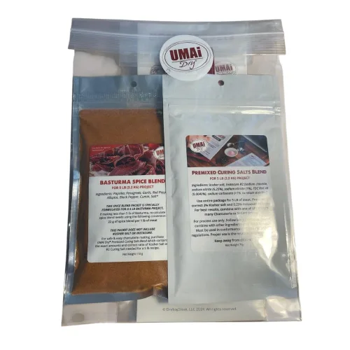Vista 2 de UMAi Dry Kit de embutidos grandes de fácil paquete, paquete de 3 bolsas de envejecimiento seco de 8 x 18 pulgadas para 5 libras de carne, mezcla