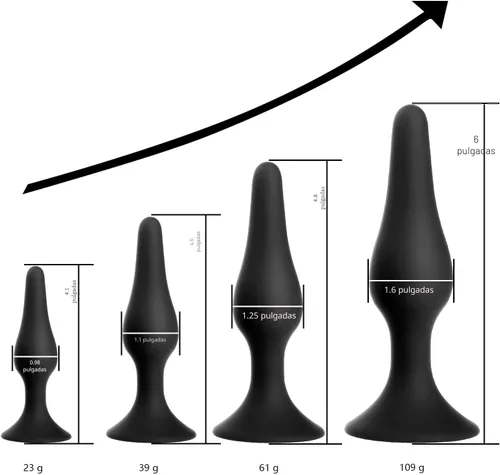 Vista 3 de Hisionlee? Juguete sexual 4 unidades. Juego de tapones anales de silicona médica Sensuality Sex Dolls, Hision10002, no, Negro, 4 Juguetes