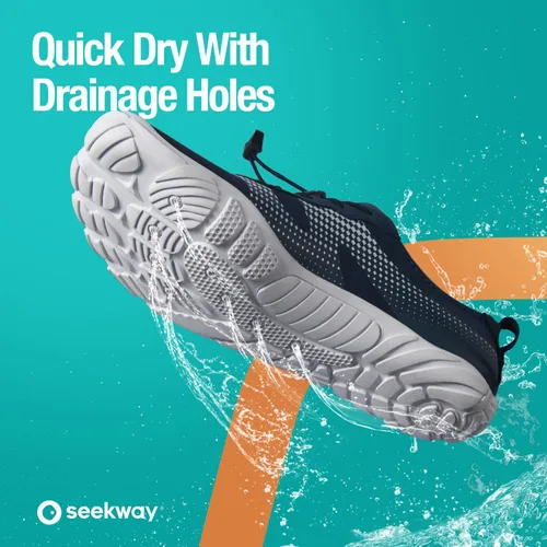 Vista 5 de SEEKWAY - Zapatos de agua unisex, de secado rápido, tipo calcetín y con sensación de pies descalzos para adultos ideales para playa, natación, río