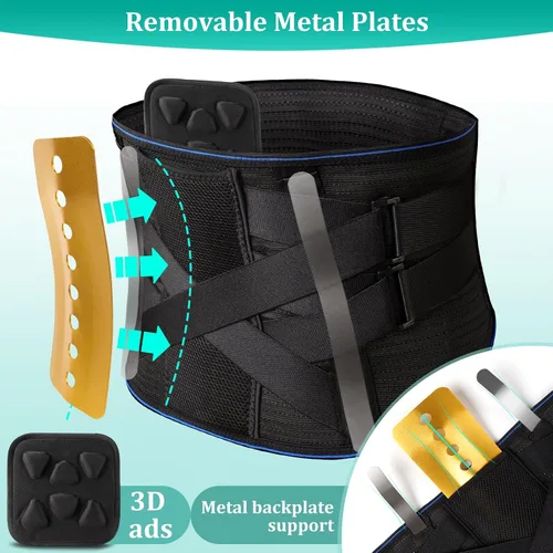 Vista 4 de Soporte de espalda ajustable para dolor de espalda baja y alivio de la ciática, cinturón de soporte lumbar unisex para hernia de disco, corrección