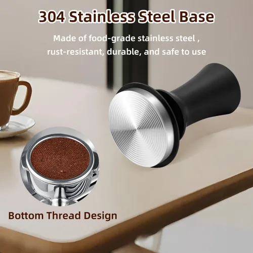 Vista 4 de Mcbazel Tamper de café expreso de 2.087 in, manipulador de café barista prémium con resorte de 25 libras, base de acero inoxidable 100%