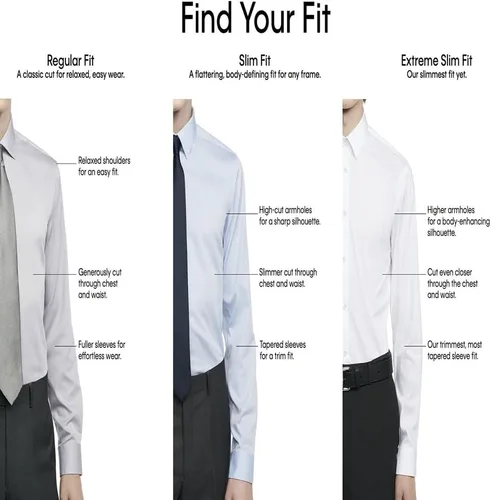 Vista 4 de Calvin Klein Camisa de vestir para hombre, ajustada, sin necesidad de planchado, con puño francés, sólida