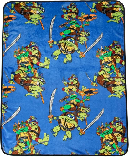 Vista 2 de Jay Franco Nickelodeon Teenage Mutant Ninja Turtles Mutant Mayhem Leonardo Nogginz - Juego de manta y almohada de felpa de 40 x 50 pulgadas, juego